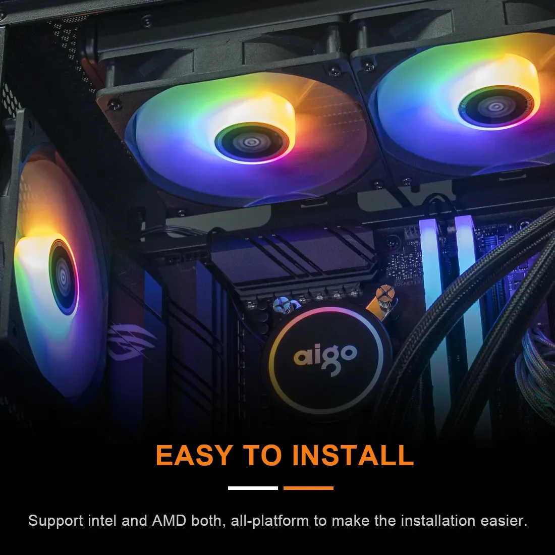 AliExpress Collection GO-enfriador de agua para CPU, disipador térmico de refrigeración por agua RGB, ventilador de CPU integrado, radiador LGA 1700/1151/2011/AM3 /AM4 - Imagen 4