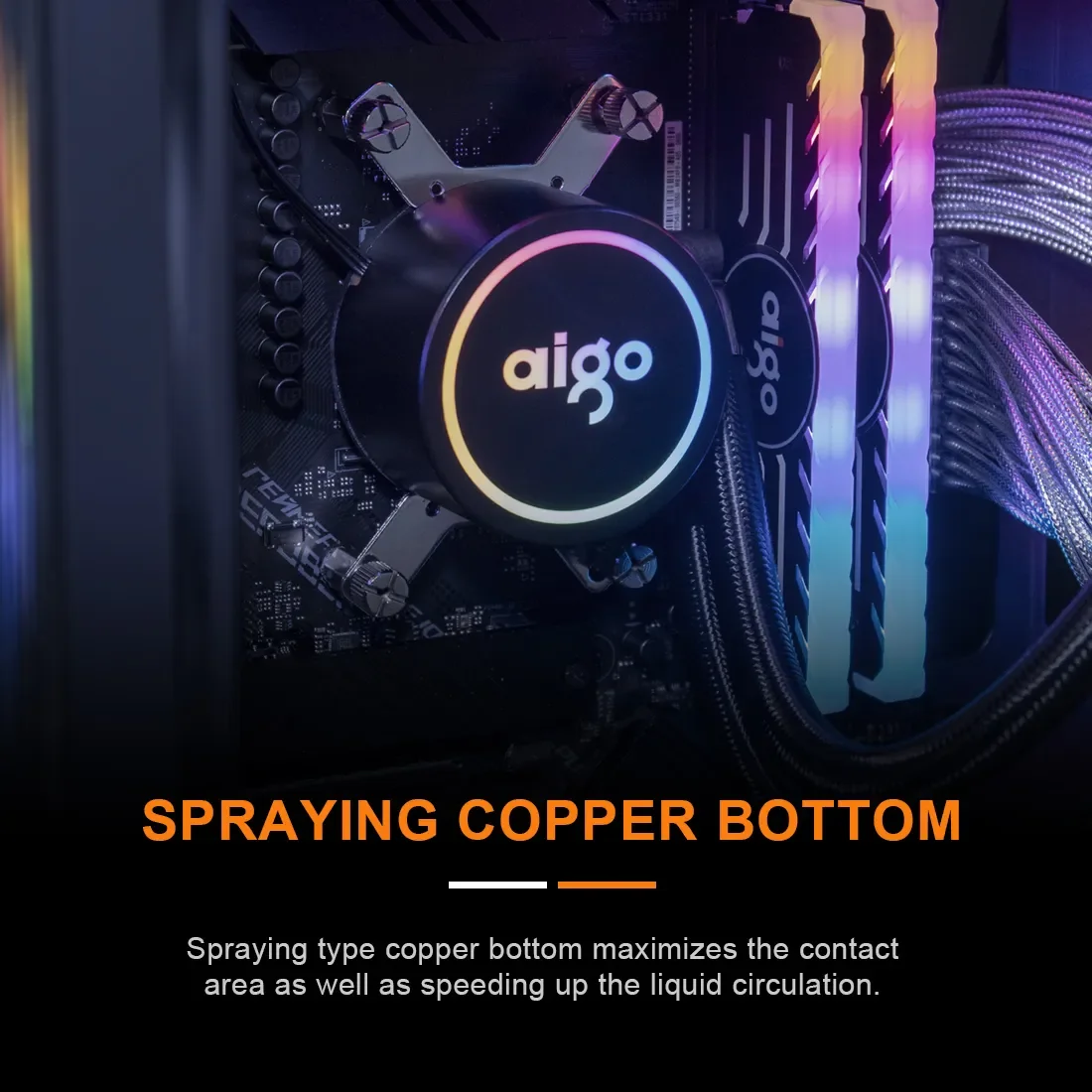 AliExpress Collection GO-enfriador de agua para CPU, disipador térmico de refrigeración por agua RGB, ventilador de CPU integrado, radiador LGA 1700/1151/2011/AM3 /AM4 - Imagen 6