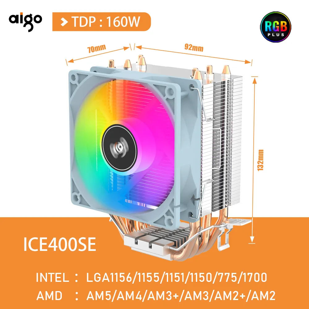 GO-enfriador de CPU de 2 y 4 tubos de calor para PC, radiador de refrigeración de 3 pines PWM, ventilador Rgb silencioso para Intel 1700, 1150, 1155, 1156, 1366, AM2/AM3/AMD AM4 - Imagen 2