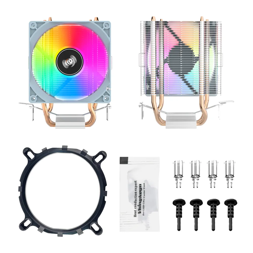 GO-enfriador de CPU de 2 y 4 tubos de calor para PC, radiador de refrigeración de 3 pines PWM, ventilador Rgb silencioso para Intel 1700, 1150, 1155, 1156, 1366, AM2/AM3/AMD AM4 - Imagen 5