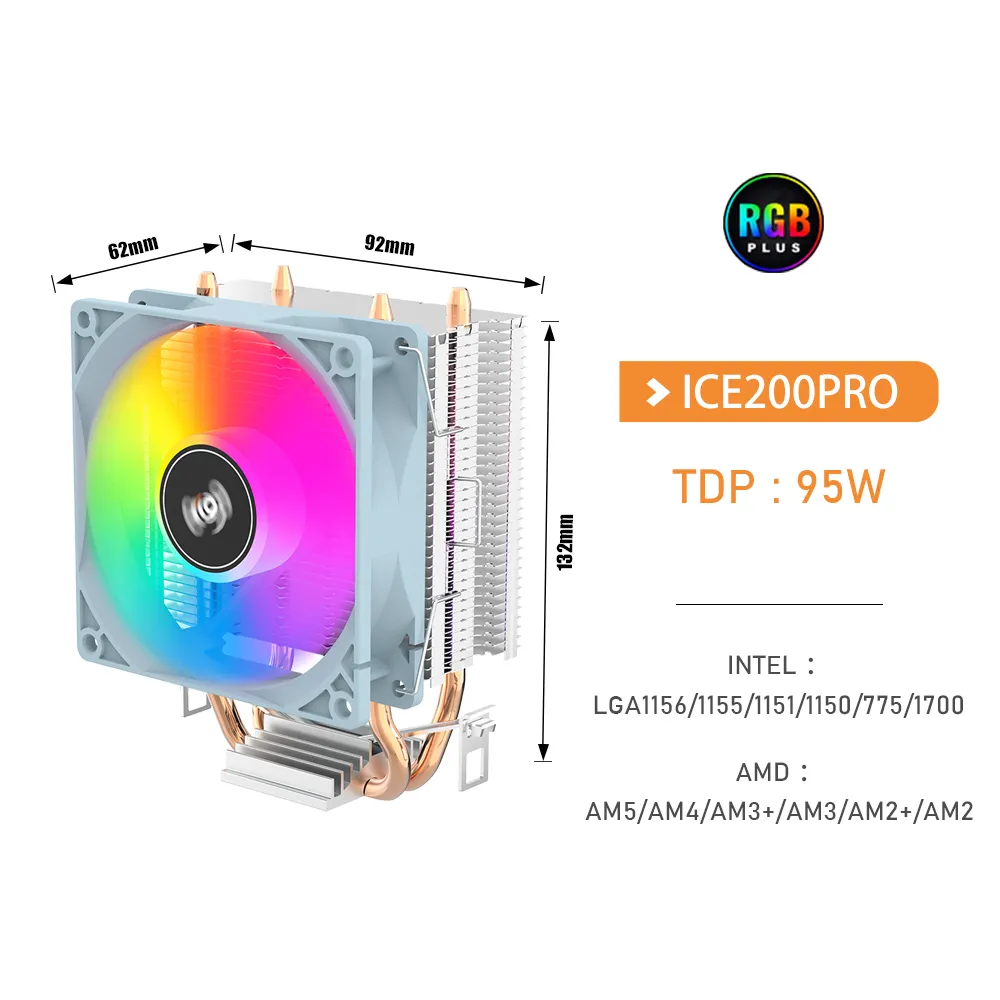 GO-enfriador de CPU de 2 y 4 tubos de calor para PC, radiador de refrigeración de 3 pines PWM, ventilador Rgb silencioso para Intel 1700, 1150, 1155, 1156, 1366, AM2/AM3/AMD AM4 - Imagen 6