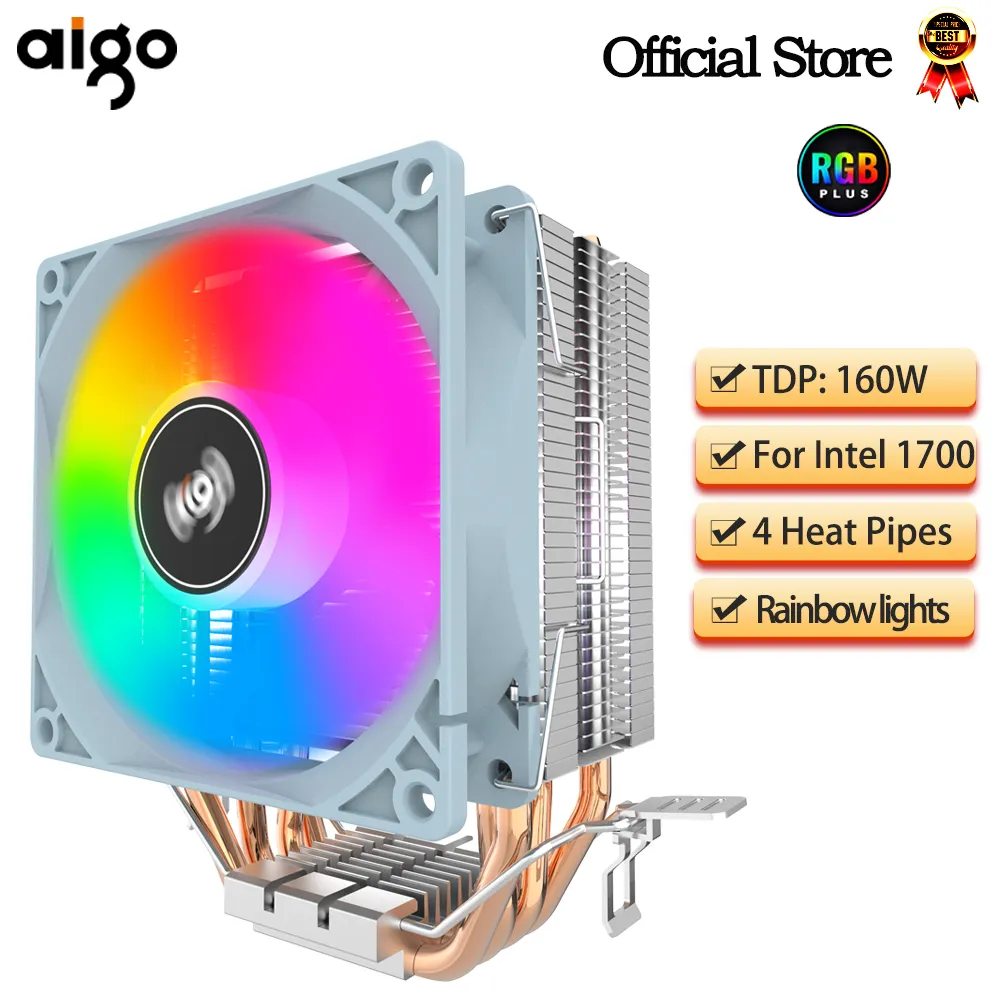 GO-enfriador de CPU de 2 y 4 tubos de calor para PC, radiador de refrigeración de 3 pines PWM, ventilador Rgb silencioso para Intel 1700, 1150, 1155, 1156, 1366, AM2/AM3/AMD AM4
