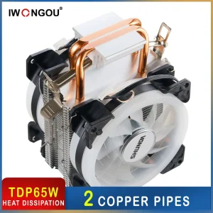 IWONGOU-enfriador de procesador am4 lga1700, 2 tubos de calor, x99 intel LGA2011 1151 1155 1200 AMD AM3 AM4 ryzen