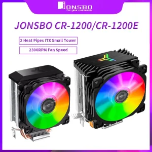 Jonsbo-enfriador de Cpu CR1200, 2 tubos de calor, procesador de torre, 3 pines, para Intel 1151, AMD, AM4, RGB