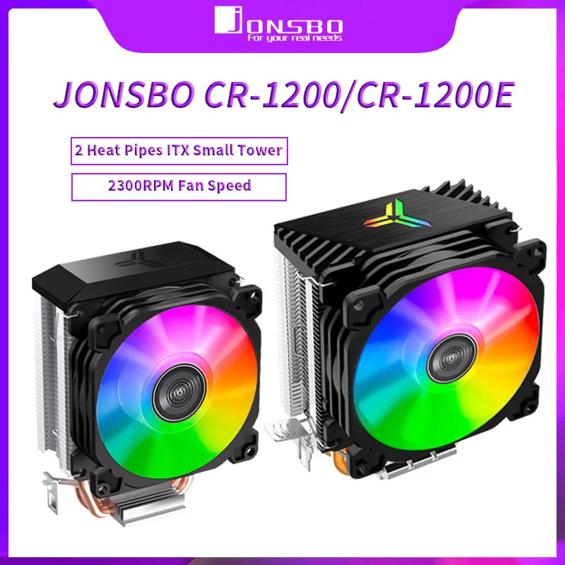 Jonsbo-enfriador de Cpu CR1200, 2 tubos de calor, procesador de torre, 3 pines, para Intel 1151, AMD, AM4, RGB
