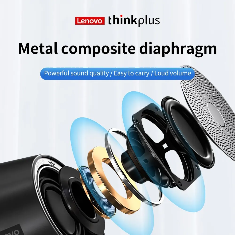 Lenovo-Altavoces Bluetooth K3 Pro para exteriores, reproductor de música inalámbrico portátil con micrófono, HiFi sonido estéreo, Subwoofer - Imagen 5