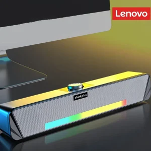 Lenovo-altavoz Original TS33 con cable y Bluetooth 5,0, barra de sonido envolvente 360, para escritorio, ordenador, Subwoofer