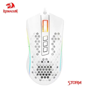 REDRAGON Storm-ratón ultraligero M808 para juegos, periférico con cable USB, RGB, en forma de panal, 12400 DP