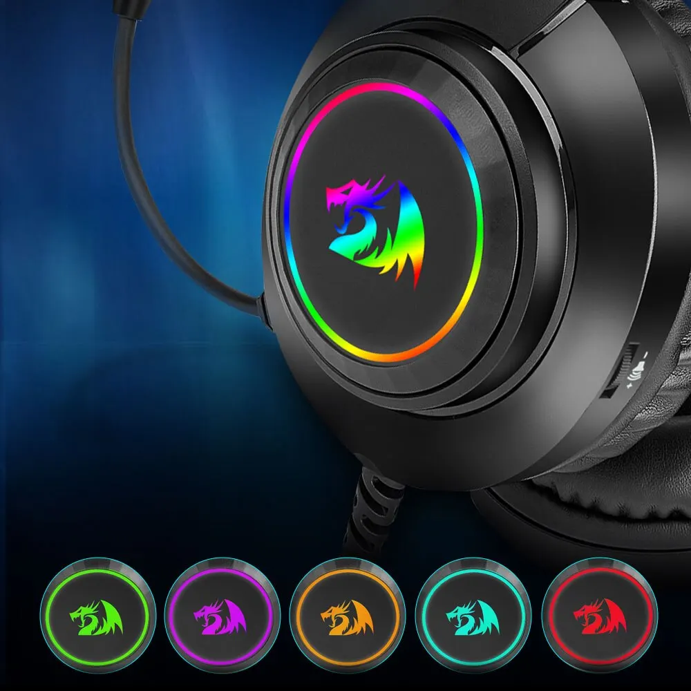 REDRAGON-auriculares HYLAS H260 RGB para juegos, cascos con sonido envolvente de 3,5mm - Imagen 2