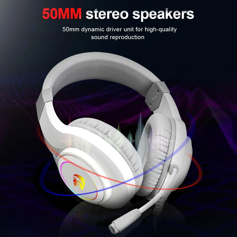 REDRAGON-auriculares HYLAS H260 RGB para juegos, cascos con sonido envolvente de 3,5mm - Imagen 4