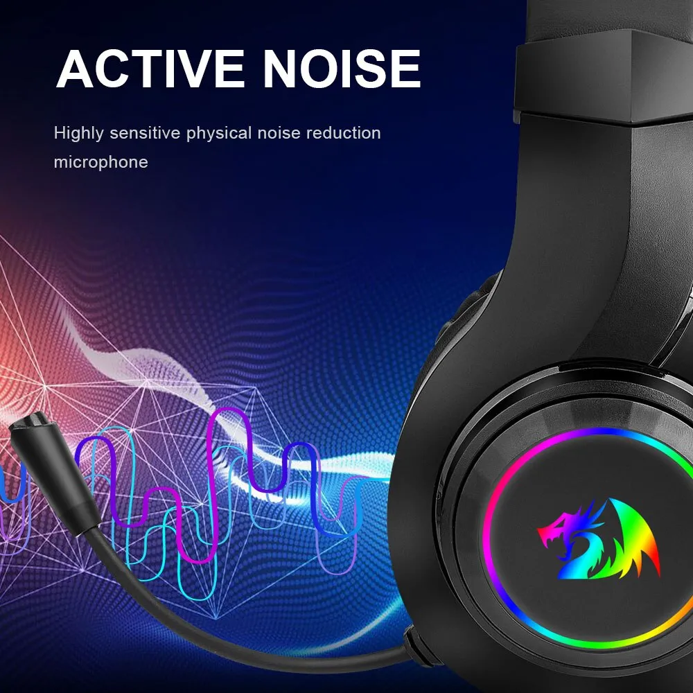 REDRAGON-auriculares HYLAS H260 RGB para juegos, cascos con sonido envolvente de 3,5mm - Imagen 6