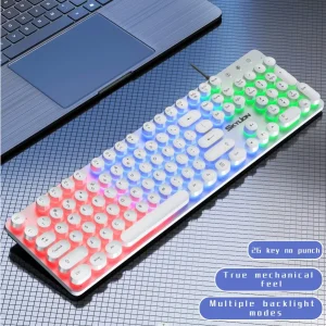 Teclado de membrana SKYLION H300 con cable para 104, para juegos y oficina para Windows