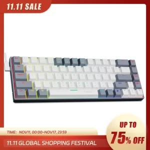 Teclado mecánico con cable E-YOOSO Z686 RGB, USB 60%, Mini teclado delgado para juegos, interruptor rojo, 68 teclas, ruso, brasileño, Portugués para ordenador
