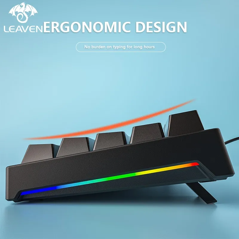Teclado mecánico con cable LEAVEN K620, 61 teclas, luces RGB, eje verde, ESports, Accesorios para ordenador con personalidad de oficina - Imagen 6