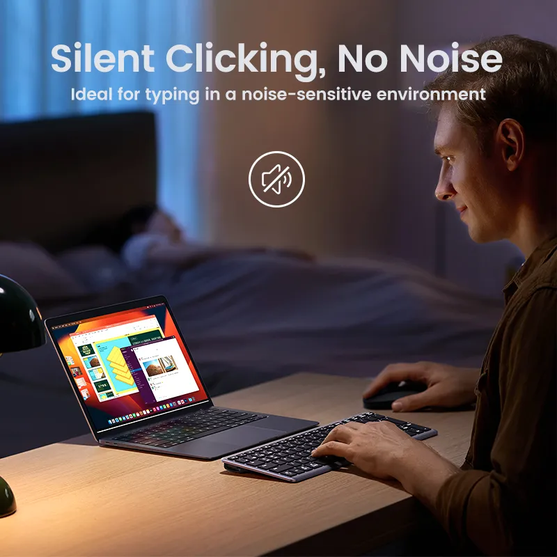 UGREEN-teclado inalámbrico con Bluetooth 5,0, 2,4G, ruso/coreano/EN 99 teclas, para MacBook, iPad, PC, tableta, recargable por USB C - Imagen 4