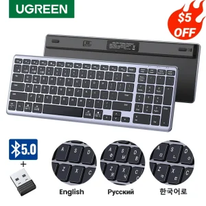 UGREEN-teclado inalámbrico con Bluetooth 5,0, 2,4G, ruso/coreano/EN 99 teclas, para MacBook, iPad, PC, tableta, recargable por USB C