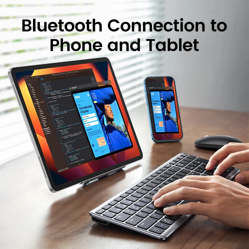 UGREEN-teclado inalámbrico con Bluetooth 5,0, 2,4G, ruso/coreano/EN 99 teclas, para MacBook, iPad, PC, tableta, recargable por USB C - Imagen 6