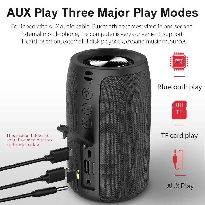 ZEALOT-altavoz inalámbrico portátil S32, Subwoofer estéreo, resistente al agua, potente columna, altavoces para exteriores, caja de Boom, tarjeta TF y Audio AUX - Imagen 4