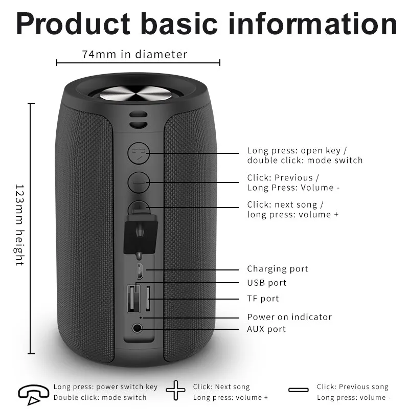 ZEALOT-altavoz inalámbrico portátil S32, Subwoofer estéreo, resistente al agua, potente columna, altavoces para exteriores, caja de Boom, tarjeta TF y Audio AUX - Imagen 6